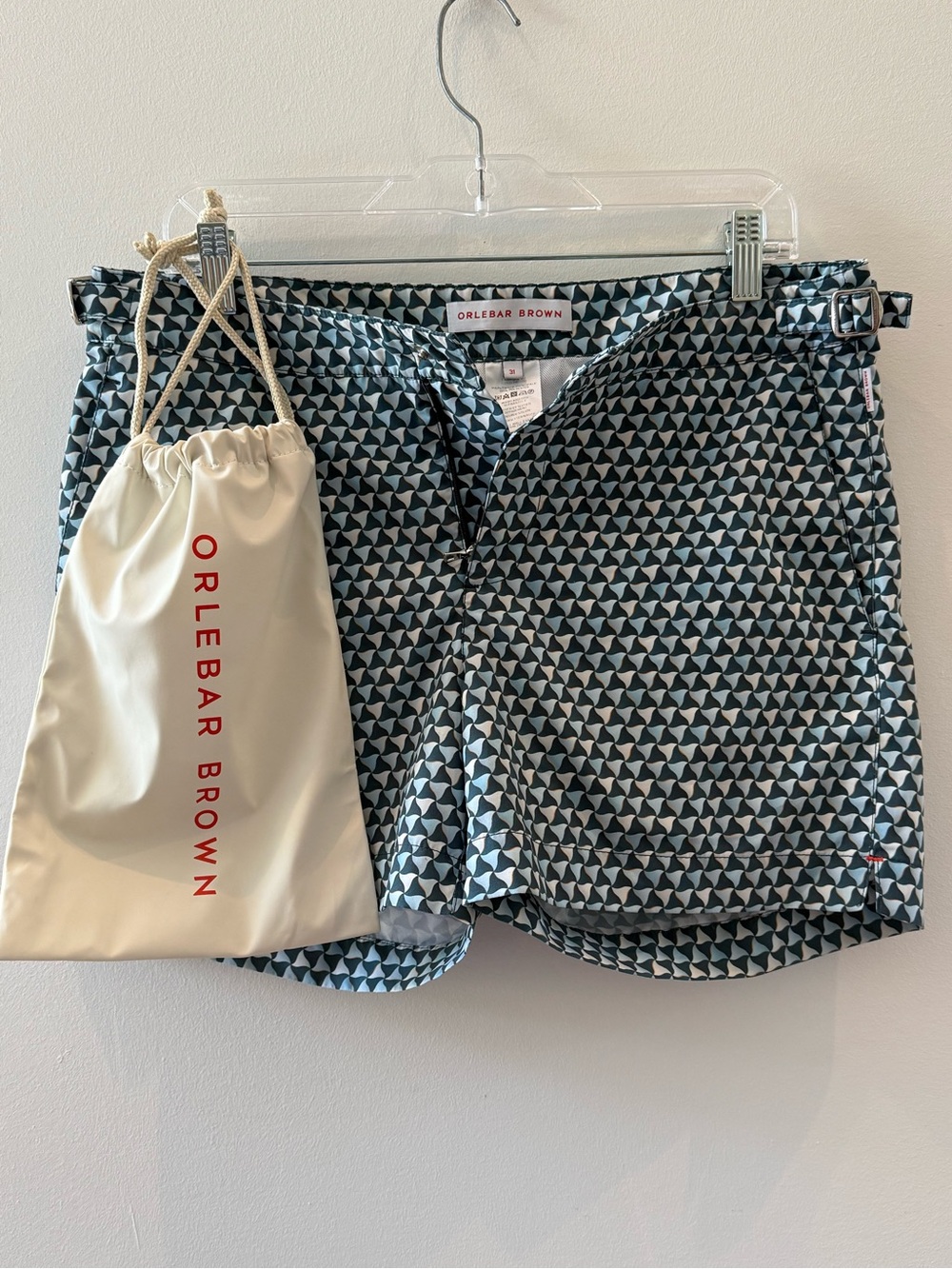 Orlebar Brown Setter Swim Shorts Men's Size 31 Navy,Turquois Geometric Print W B